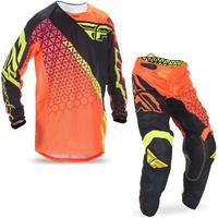 Fly Racing 2017 Kinetic Mesh Trifecta Motocross Jersey & Pants Flo Orange Black Kit