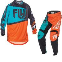 Fly Racing 2017 F-16 Motocross Jersey & Pants Orange Teal Kit