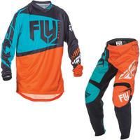 fly racing 2017 f 16 youth motocross jersey amp pants orange teal kit