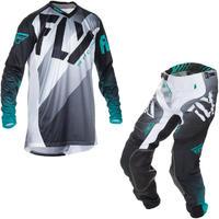 Fly Racing 2017 Lite Hydrogen Motocross Jersey & Pants Black White Teal Kit