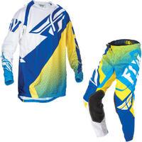 Fly Racing 2017 Evolution Motocross Jersey & Pants Blue Yellow White Kit