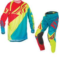 Fly Racing 2017 Evolution Motocross Jersey & Pants Teal Hi-Viz Red Kit