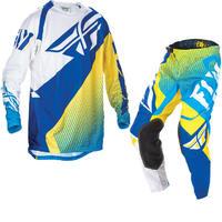 Fly Racing 2017 Evolution Motocross Jersey & Pants Blue Yellow White Kit