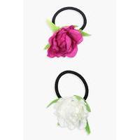 Floral Hair Bobble 2 Pack - purple