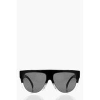 Flat Frame Contrast Sunglasses - black