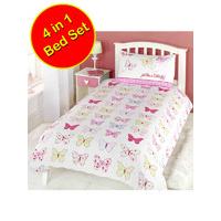 Fly Up High Butterfly 4 in 1 Junior Bedding Bundle (Duvet + Pillow + Covers)