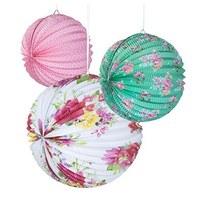 floral round paper lantern set