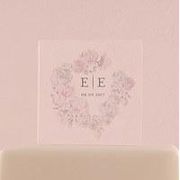 Floral Dreams Personalised Clear Acrylic Block Cake Topper