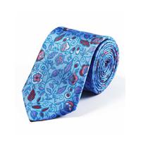 Floral on Blue Printed Silk Tie