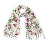 Flower Print Cream Scarf