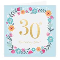Floral Wreath 30th Birthday Card