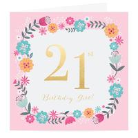 Floral Wreath 21st Birthday Card
