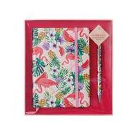 flamingo notepad and pen gift set