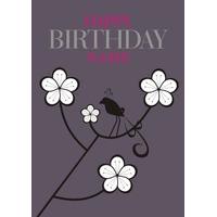 flowers bird personalised birthday card