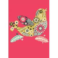 floral pat bird birthday card bo10477