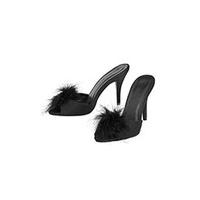 fluffy marabou stiletto mules