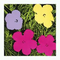 Flowers (1 purple, 1 yellow, 1 pink) By Andy Warhol