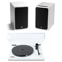 Flexson VINYL PLAY Turntable with Q Acoustics BT3 Wireless Speakers in Gloss White