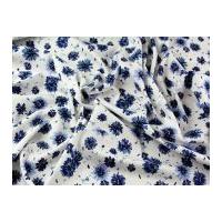 Floral Print Cotton Poplin Dress Fabric Blue
