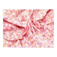 Floral Print Polycotton Dress Fabric Baby Pink