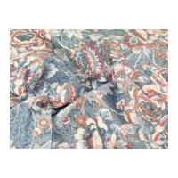 Floral Heavy Cotton Dress Fabric Teal