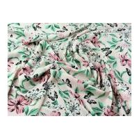Floral Print Georgette Dress Fabric Pink & Green