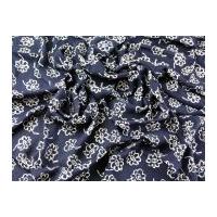 Floral Print Viscose Dress Fabric Navy Blue