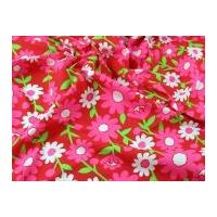Floral Print Polycotton Dress Fabric Red