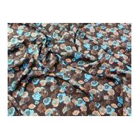 floral print microfibre dress fabric chocolate