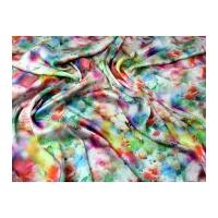 Floral Print Slinky Satin Dress Fabric Multicoloured