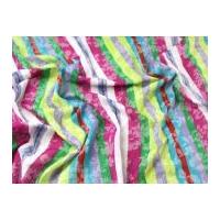 Floral Stripes Crinkle Cotton Dress Fabric Multicoloured 2