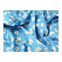 Floral Print Polycotton Dress Fabric Blue