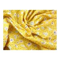Floral Print Polycotton Dress Fabric Yellow