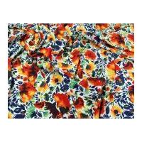 Floral Print Microfibre Dress Fabric Orange