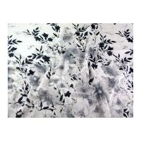 Floral Border Print Polyester Chiffon Dress Fabric Grey