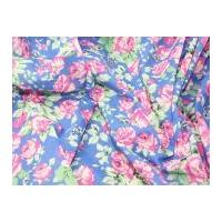 Floral Print Polycotton Dress Fabric Turquoise