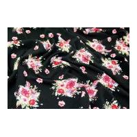 Floral Posy Print Soft Dress Fabric Raspberry & Pink