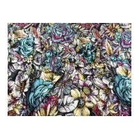 Floral Viscose Stretch Jersey Knit Dress Fabric Magenta