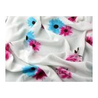 Floral Print Viscose Dress Fabric Pink & Turquoise