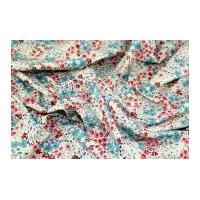 Floral Print Cotton Poplin Dress Fabric Pink & Turquoise