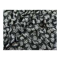Floral Print Viscose Dress Fabric Black