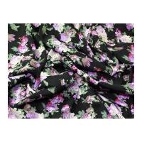 floral print polyester microfibre dress fabric black purple