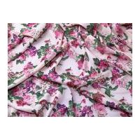 Floral Print Polyester Microfibre Dress Fabric Pink