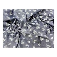 Floral Print Cotton Chambray Dress Fabric Blue & White