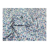 Floral Sprig Print Cotton Poplin Fabric Blue