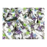 Floral Print Stretch Cotton Dress Fabric Green & Purple