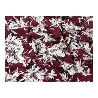 floral print viscose challis dress fabric wine