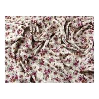 Floral Print Soft Viscose Twill Dress Fabric Pink & Beige