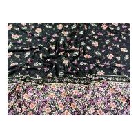 Floral Border Print Stretch Jersey Knit Dress Fabric Black Multi