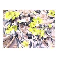 Floral Print Scuba Stretch Jersey Dress Fabric Lime on Cream